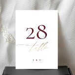 5 x 7 White Burgundy Gold Wedding Table Number<br><div class="desc">*NOT REAL FOIL* ***this design is part of a matching collection*** _______________________ this design template is fully editable / customisable by you the customer - click personalise further button if you wish to move, add, delete, or make significant changes to the design _______________________ *if you have any DESIGN questions or...</div>