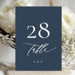 5 x 7 White Navy Blue Modern Wedding Table Numbers<br><div class="desc">***this design is part of a matching collection*** _______________________ this design template is fully editable / customisable by you the customer - click personalise further button if you wish to move, add, delete, or make significant changes to the design _______________________ *if you have any DESIGN questions or need more designs...</div>