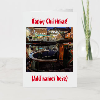 5 x Narrowboat themed Christmas Foil Holiday Card