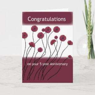 5 Year Anniversary 12 Step Recovery Flowers Card