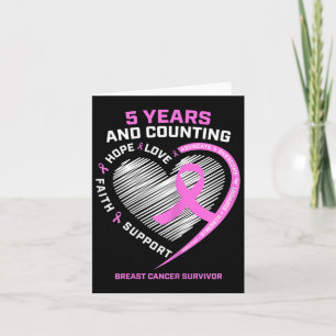 5 Year Breast Cancer Survivor 5 Years Cancer Free  Card