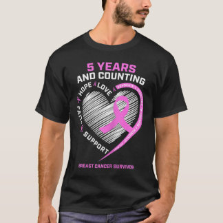 5 Year Breast Cancer Survivor  5 Years Cancer Free T-Shirt
