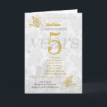 5 Year Employee Anniversary Business Elegance Card<br><div class="desc">Faux gold glitter is paired with soft shades of silvery grey to create this beautiful business greeting for an employee's fifth anniversary with the company. There is no real glitter used, this is digitally created to have the appearance of gold. Add your staff member's name and your company name with...</div>