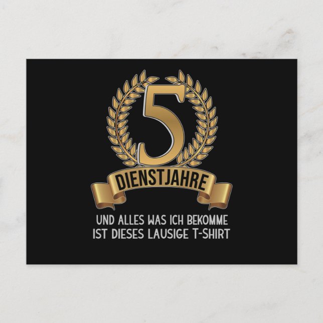 5 Year Employee Company Anniversary Company Postcard (Front)