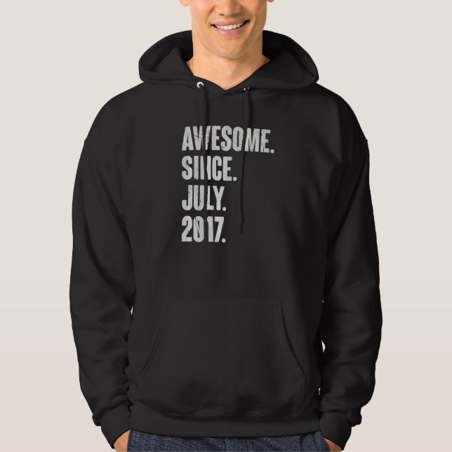 5 Year Old  5th Birthday  Awesome Since July 2017 Hoodie (Front)
