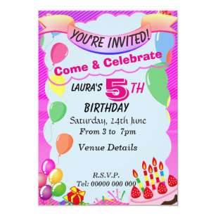 5 Year Old Birthday Invitations | Zazzle UK