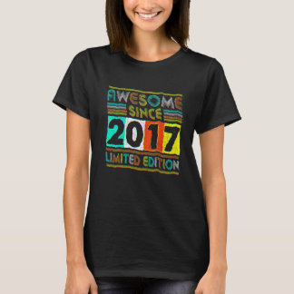 5 Year Old  Awesome Since 2017 5th Birthday Retro T-Shirt