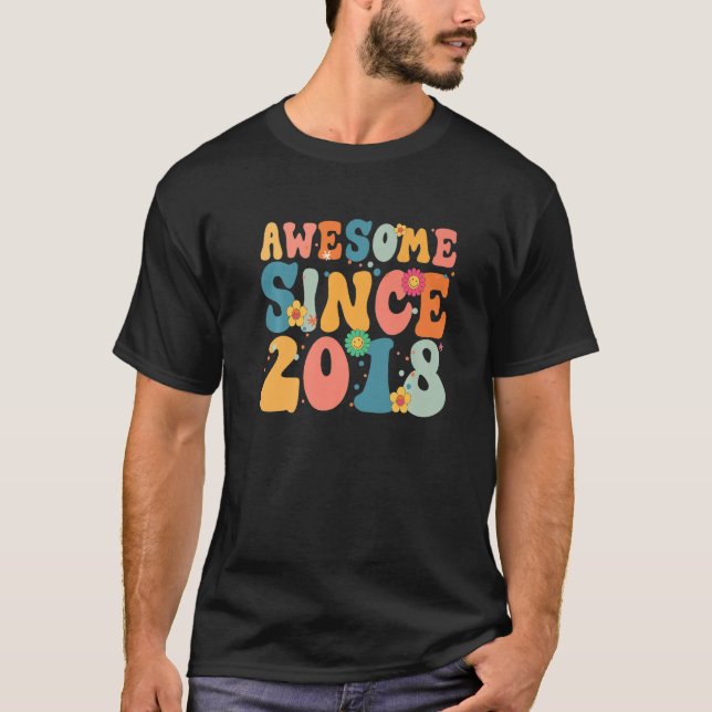 5 Year Old Awesome Since 2018 5th Birthday  Girl W T-Shirt (Front)
