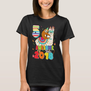 5 Year Old Awesome Since 2018 5th Birthday Shirt T