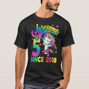 5 Year Old Awesome Since 2018 Unicorn 5th Birthday T-Shirt