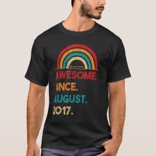 5 Year Old Awesome Since August 2017  5th Birthday T-Shirt