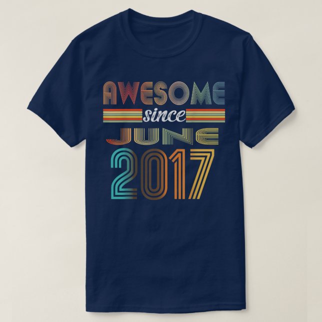 5 Year Old Awesome Since June 2017 5th Birthday  T-Shirt (Design Front)