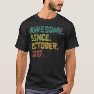 5 Year Old Awesome Since October 2017 5th Birthday T-Shirt