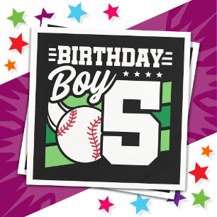 5 Year Old Baseball Party Theme 5th Birthday Boy Napkin