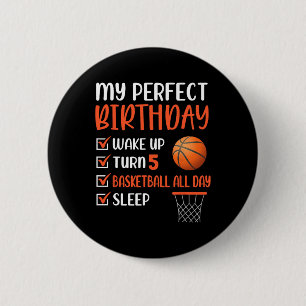 5 Year Old Basketball Birthday Party 5th Boy Bday  6 Cm Round Badge