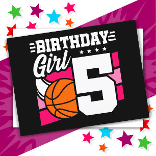 5 Year Old Basketball Party 5th Birthday Girl Postcard