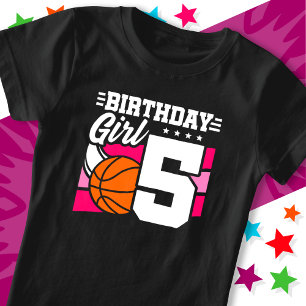 5 Year Old Basketball Party 5th Birthday Girl T-Shirt