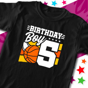 5 Year Old Basketball Party Theme 5th Birthday Boy T-Shirt