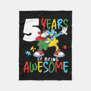 5 Year Old Birthday Autistic Boy Girl Autism Aware Fleece Blanket
