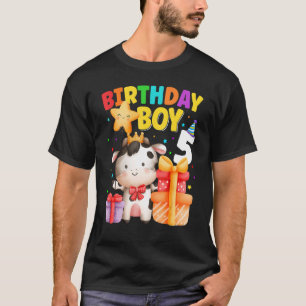 5 Year Old Birthday Boy 5th Cow Farm Animals Birth T-Shirt