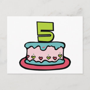 5 Year Old Birthday Cake Postcard