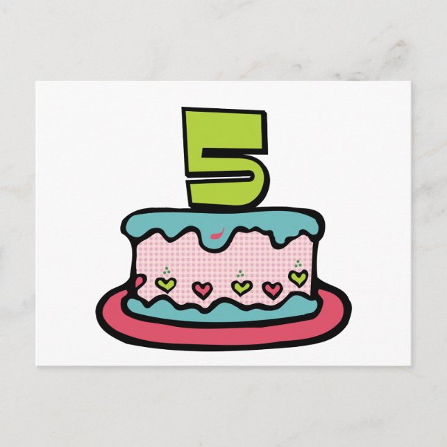 5 Year Old Birthday Cake Postcard (Front)