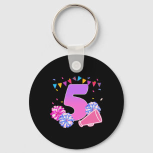 5 Year Old Birthday Cheerleading Girl 5th Party Key Ring