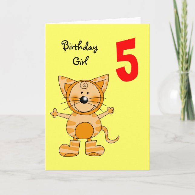 5 year old birthday girl card (Front)