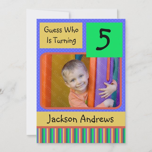 5 Year Old Birthday Party Invitations BOY (Front)