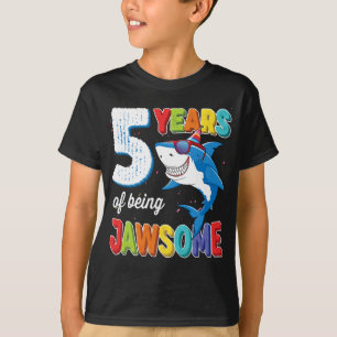 5 Year Old Boys Kids JawSome Shark 5th Birthday  T-Shirt
