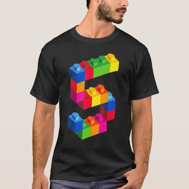5 Year Old Building Blocks Birthday  Bricks 5th T-Shirt (Front)