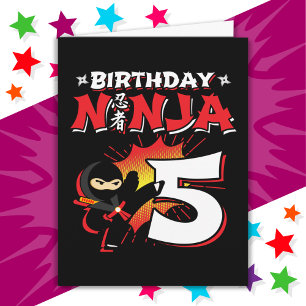 5 Year Old Comic Book Style Ninja 5th Birthday Card