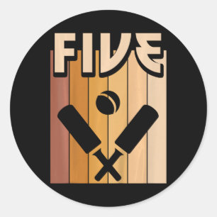 5 Year Old Cricket Birthday Boy Girl 5th Birthday  Classic Round Sticker