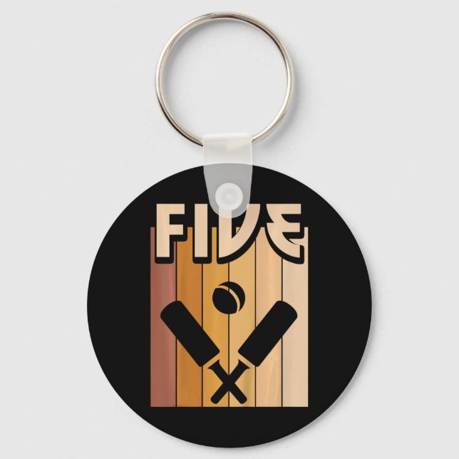 5 Year Old Cricket Birthday Boy Girl 5th Birthday  Key Ring (Front)