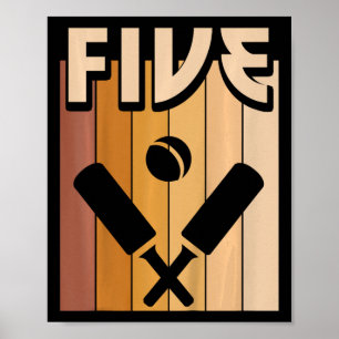 5 Year Old Cricket Birthday Boy Girl 5th Birthday  Poster