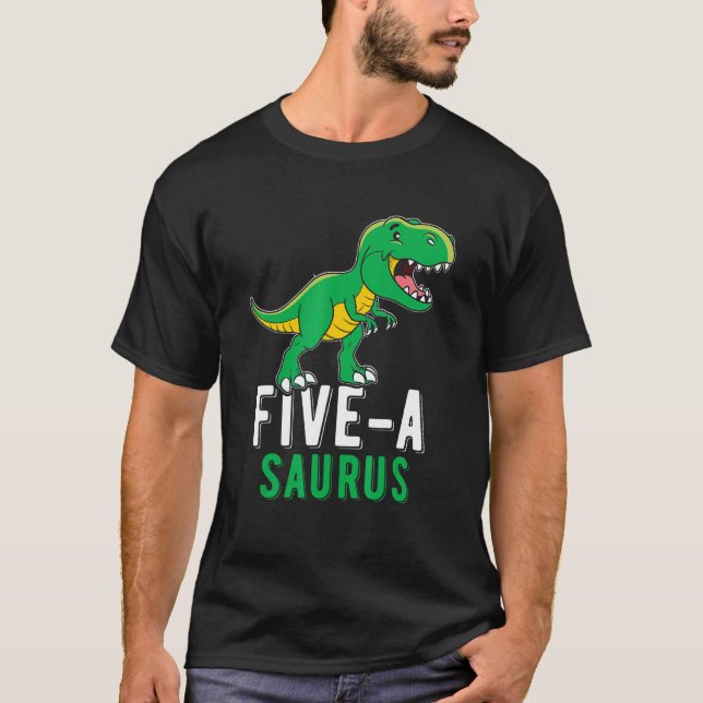 5 Year Old Dinosaur Birthday 5th Rex Dino Five Sau T-Shirt (Front)
