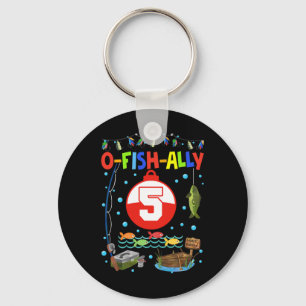 5 Year Old Fishing 5th Birthday Boy Bday Party Dec Key Ring