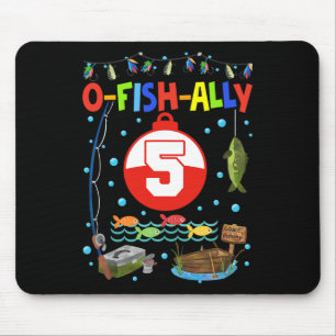 5 Year Old Fishing 5th Birthday Boy Bday Party Dec Mouse Mat