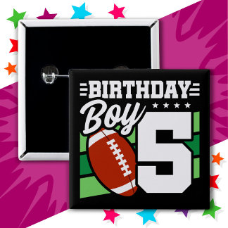 5 Year Old Football Party Theme 5th Birthday Boy 15 Cm Square Badge