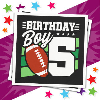 5 Year Old Football Party Theme 5th Birthday Boy Napkin