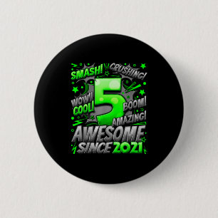 5 Year Old For Boys 5th Birthday Boy 5 Year Old Bo 6 Cm Round Badge