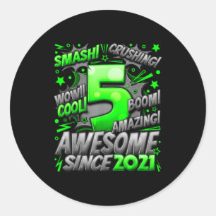 5 Year Old For Boys 5th Birthday Boy 5 Year Old Bo Classic Round Sticker