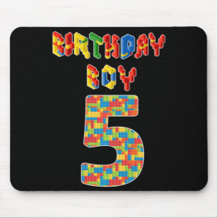 5 Year Old Gifts Building Blocks 5th Birthday Boys Mouse Mat