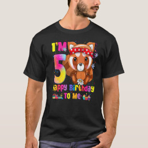 5 Year Old Girl Princess Little Red Panda 5th Bir T-Shirt