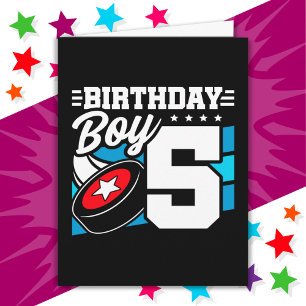 5 Year Old Hockey Party Theme 5th Birthday Boy Card