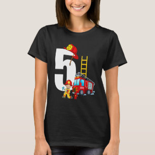 5 Year Old It's My 5th Birthday Boy Fire Truck Fir T-Shirt