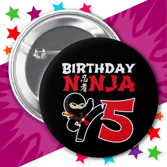 5 Year Old Karate Ninja Party Kids 5th Birthday 6 Cm Round Badge (Creator Uploaded)