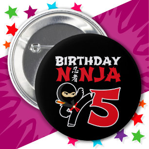 5 Year Old Karate Ninja Party Kids 5th Birthday 6 Cm Round Badge