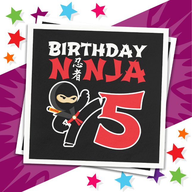 5 Year Old Karate Ninja Party Kids 5th Birthday Napkin (Creator Uploaded)