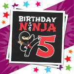 5 Year Old Karate Ninja Party Kids 5th Birthday Napkin<br><div class="desc">This Birthday Ninja 5 design makes a perfect gift for a 5 year old ninja birthday party gift. Features Japanese symbol for Ninjutsu with cartoon ninja karate kick the birthday boy or girl will LOVE! This ninja birthday design for boys and girls is a perfect fit for a 5 year...</div>